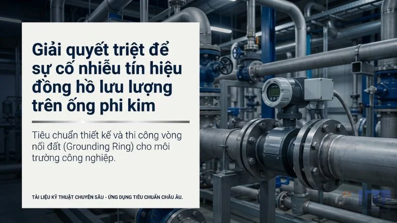 Giải quyết sự cố nhiễu tín hiệu đồng hồ lưu lượng trên đường ống phi kim bằng vòng nối đất Grounding Ring tiêu chuẩn Châu Âu.