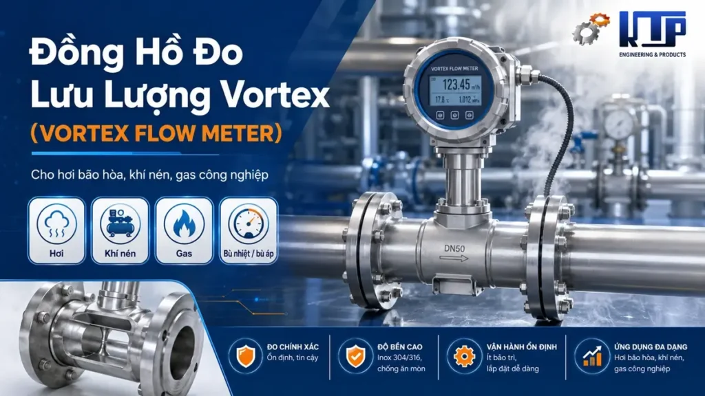 Đồng hồ đo lưu lượng Vortex cho hơi khí nén gas và khí công nghiệp